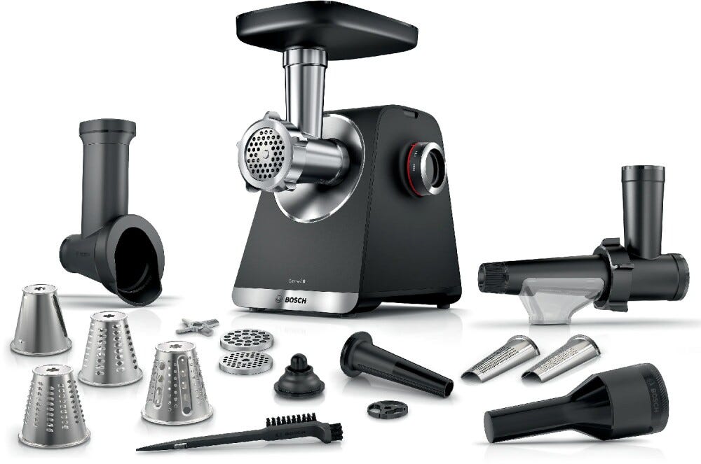 Bosch MFWS660B serie 6 tritacarne, 2100 W, nero, argento metallizzato
