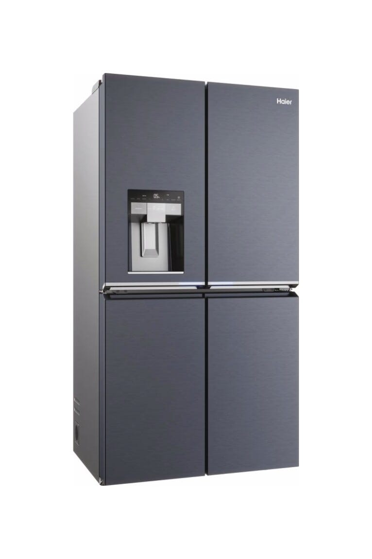 Haier HCR7918EIMB Frigorifero con congelatore 4 porte cm. 91, capacità 601 litri, Total No Frost, Air Surround, Switch Zone, brushed black