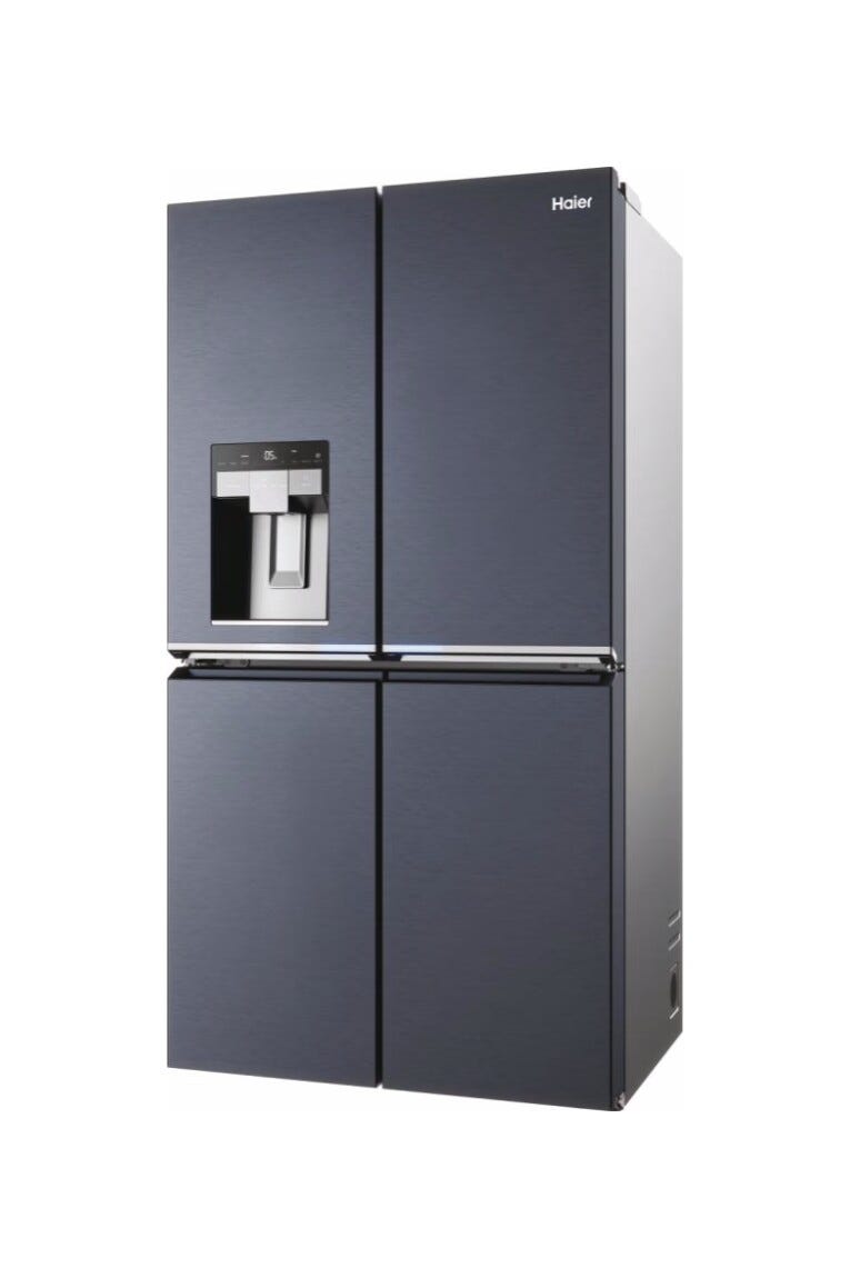 Haier HCR7918EIMB Frigorifero con congelatore 4 porte cm. 91, capacità 601 litri, Total No Frost, Air Surround, Switch Zone, brushed black