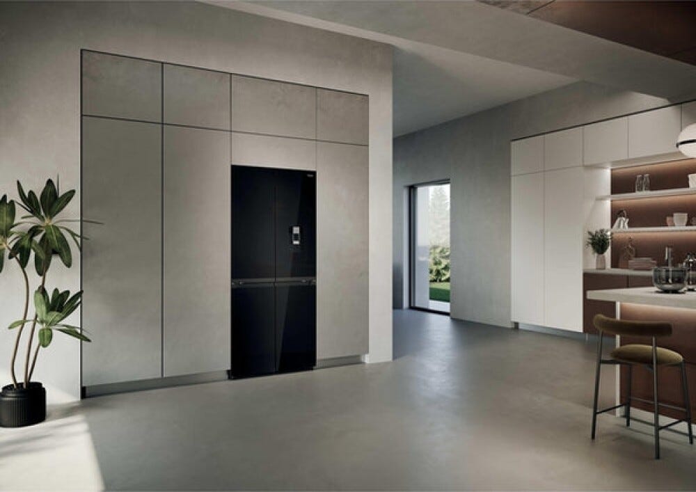 Haier HCKR7819DWGB Frigorifero con congelatore 4 porte cm. 83, capacità 459 litri, Total No Frost Air Surround, MyZone, Humidity Zone, nero