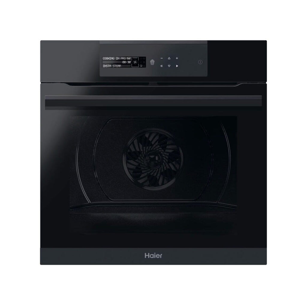 Haier HWO60SM6B9BH I-Message Serie 6 Forno elettrico cm. 60, capacità 70 litri, pirolitico, cottura a vapore, Climatech, sonda carne, nero