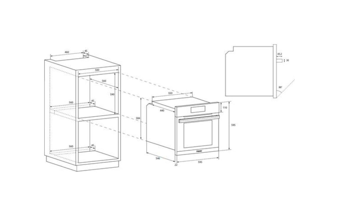 Haier HWO60SM6B9BH I-Message Serie 6 Forno elettrico cm. 60, capacità 70 litri, pirolitico, cottura a vapore, Climatech, sonda carne, nero