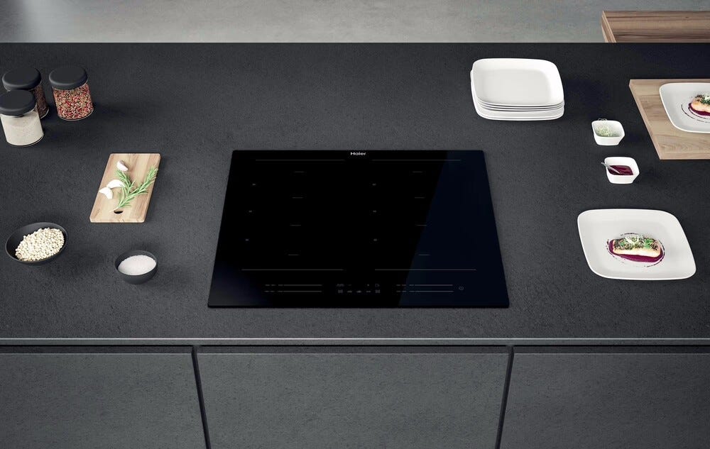 Haier HA2MTSJ68MC I-Move Serie 6 Piano cottura a induzione cm. 59, 4 zone cottura, VaryCook, Wi‑Fi, vetroceramica nero