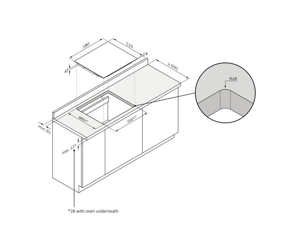 Haier HA2MTSJ68MC I-Move Serie 6 Piano cottura a induzione cm. 59, 4 zone cottura, VaryCook, Wi‑Fi, vetroceramica nero