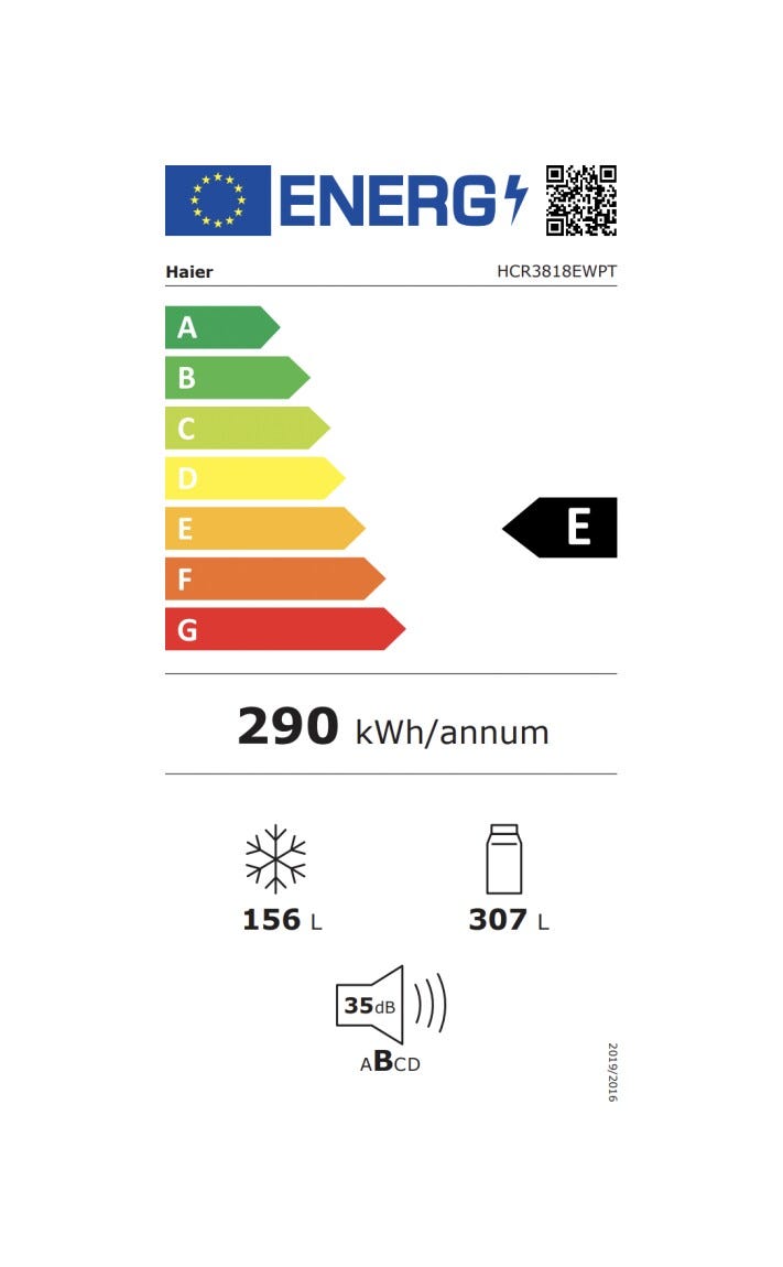 Haier HCR3818EWPT Multidoor Cube 83 Serie 3 Frigorifero con congelatore 4 porte cm. 83, capacità 463 litri, No Frost, Air Surround, dispenser acqua, nero