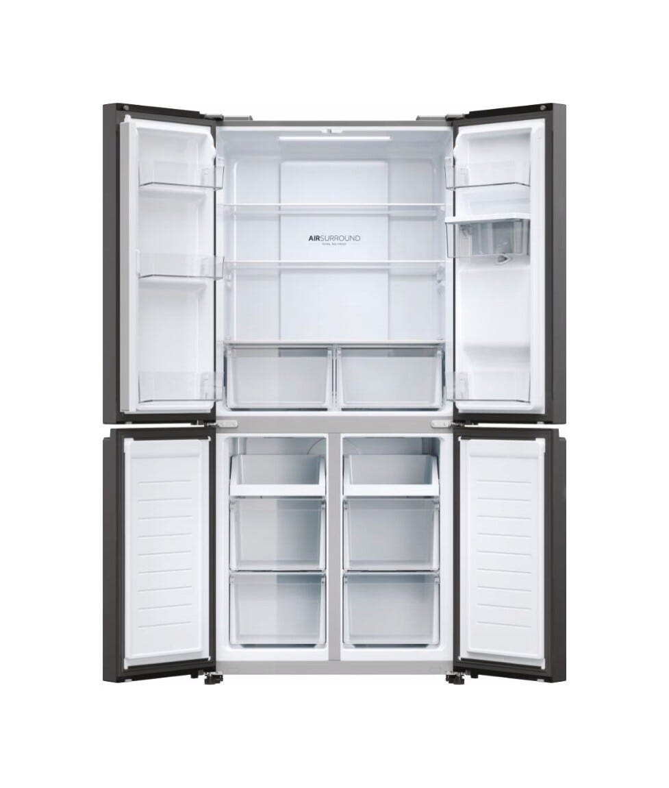 Haier HCR3818EWPT Multidoor Cube 83 Serie 3 Frigorifero con congelatore 4 porte cm. 83, capacità 463 litri, No Frost, Air Surround, dispenser acqua, nero
