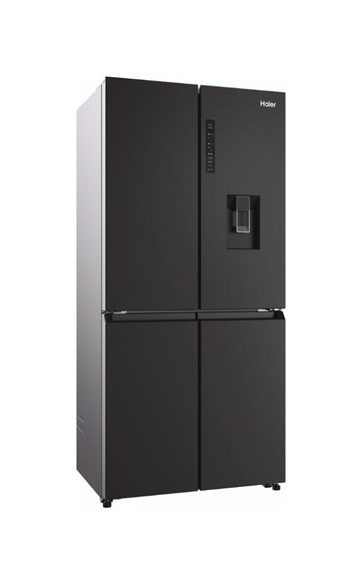 Haier HCR3818EWPT Multidoor Cube 83 Serie 3 Frigorifero con congelatore 4 porte cm. 83, capacità 463 litri, No Frost, Air Surround, dispenser acqua, nero