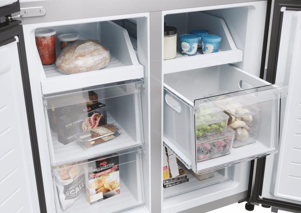 Haier HCR3818EWPT Multidoor Cube 83 Serie 3 Frigorifero con congelatore 4 porte cm. 83, capacità 463 litri, No Frost, Air Surround, dispenser acqua, nero