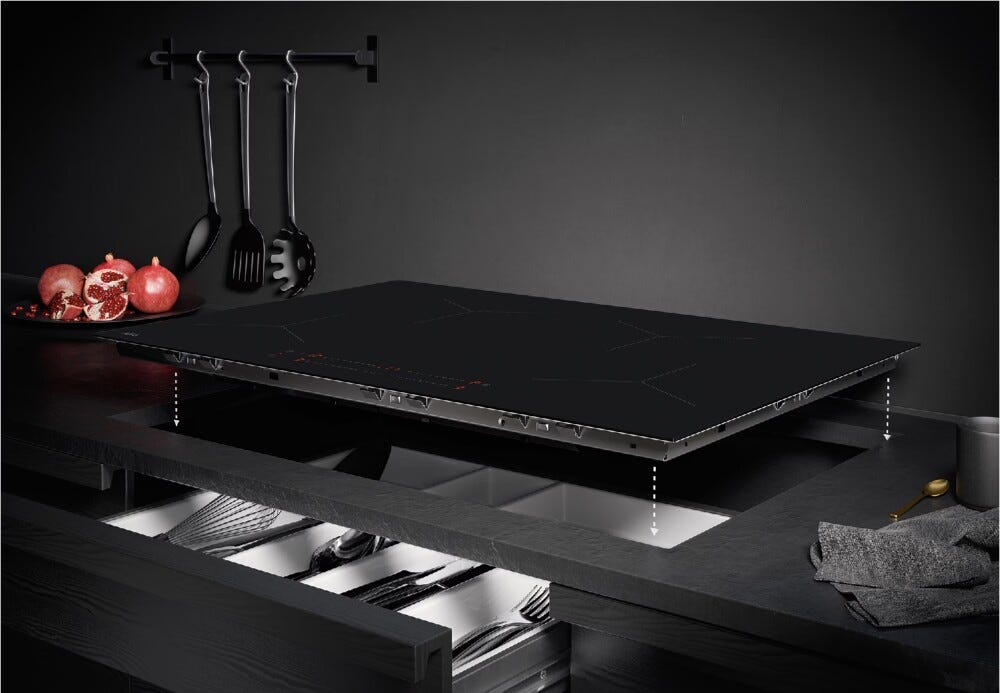 AEG TO84IA0FIT 5000 Piano cottura a induzione cm. 80, 4 zone cottura, funzione Hob2Hood, vetro nero opaco, SaphirMatt