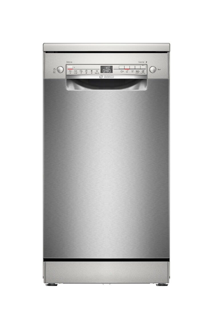 Bosch SPS2HKI55E serie 2 Lavastoviglie slim a libera installazione cm. 45, 10 coperti, Home Connect, piano removibile, inox anti-impronta