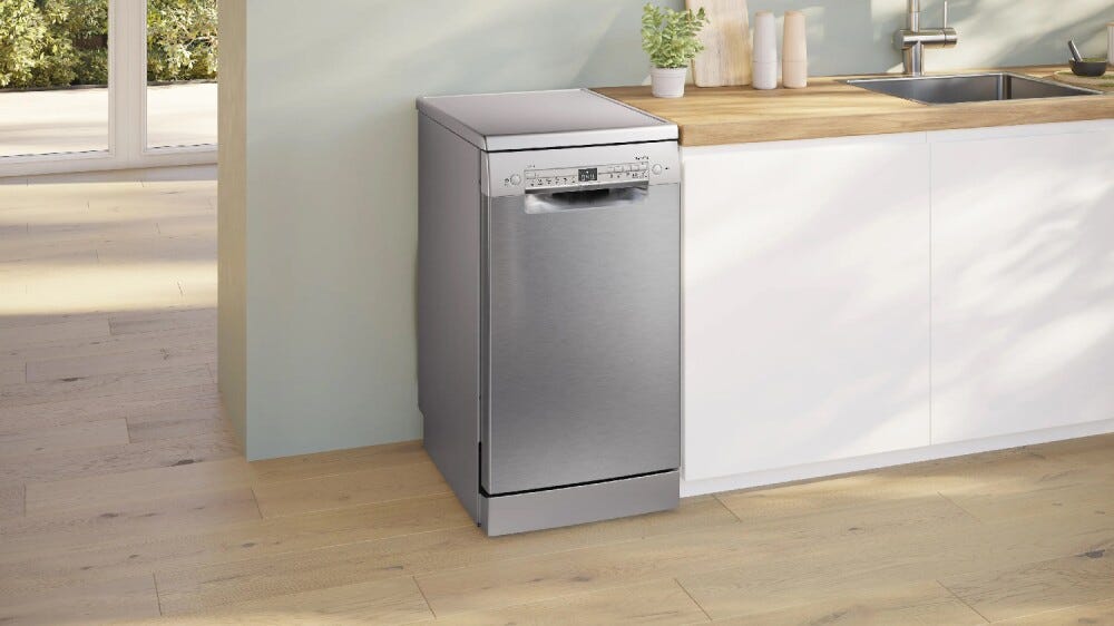 Bosch SPS2HKI55E serie 2 Lavastoviglie slim a libera installazione cm. 45, 10 coperti, Home Connect, piano removibile, inox anti-impronta