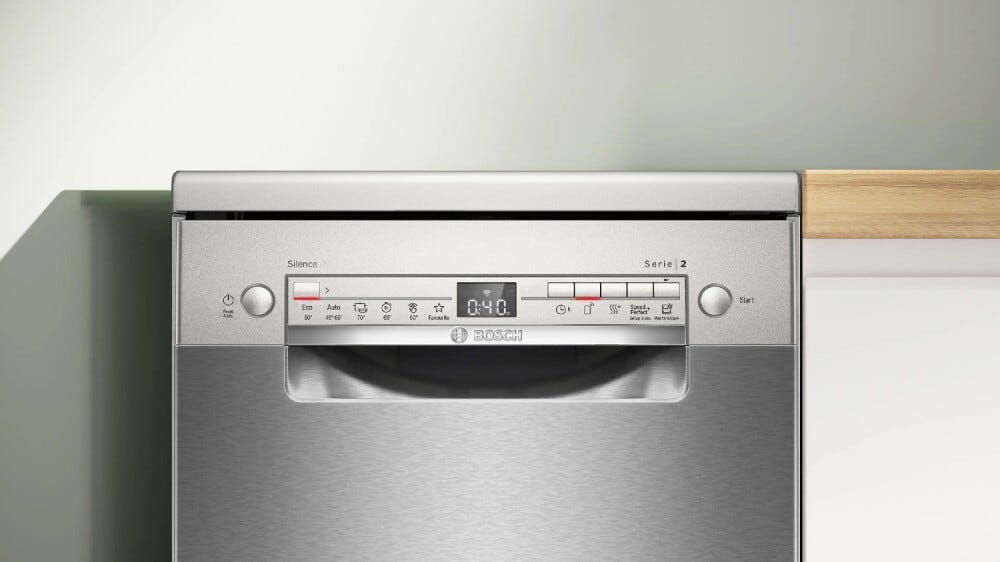 Bosch SPS2HKI55E serie 2 Lavastoviglie slim a libera installazione cm. 45, 10 coperti, Home Connect, piano removibile, inox anti-impronta