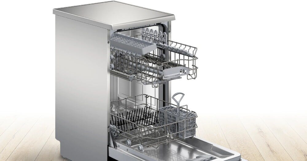 Bosch SPS2HKI55E serie 2 Lavastoviglie slim a libera installazione cm. 45, 10 coperti, Home Connect, piano removibile, inox anti-impronta