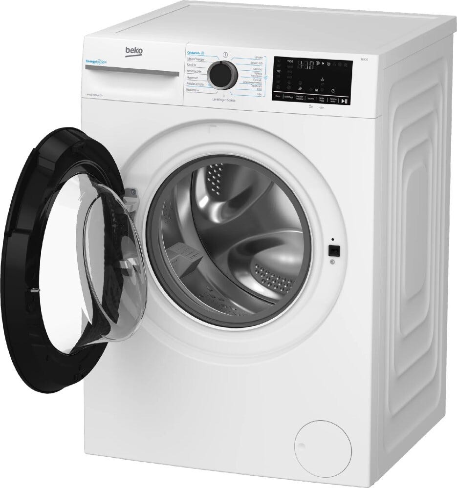Beko BMW9149DB b300 Lavatrice a libera installazione cm. 60, capacità 9 kg, 1400 giri, SteamCure, EnergySpin, bianco