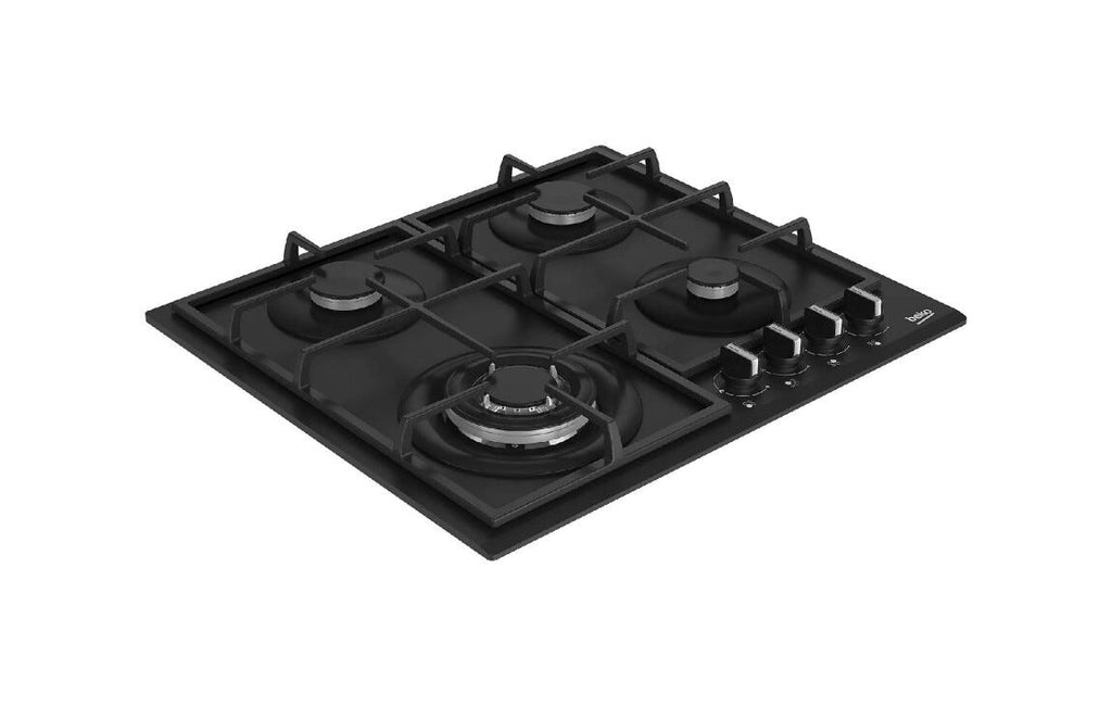 Beko HBIAG64225SBP bPRO 500 Piano cottura a gas cm. 59, 4 bruciatori gas, wok, griglie in ghisa, Extra Space, nero