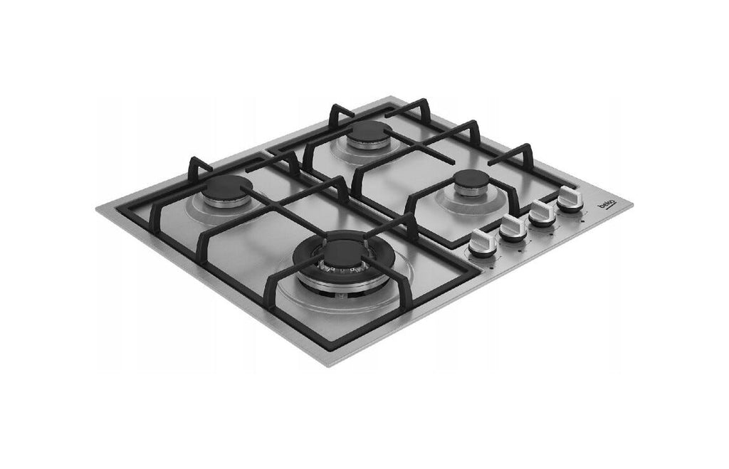 Beko HBIAG64225SXP bPRO 500 Piano cottura a gas cm. 58, 4 bruciatori gas, wok, Extra Space, griglie in ghisa, inox
