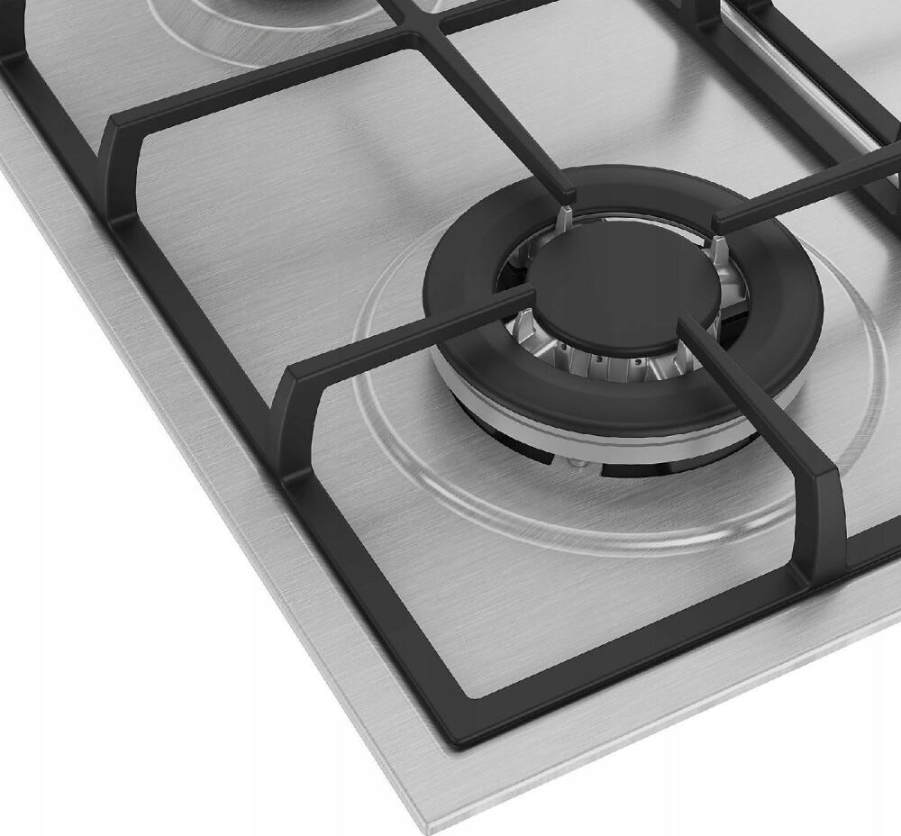 Beko HBIAG64225SXP bPRO 500 Piano cottura a gas cm. 58, 4 bruciatori gas, wok, Extra Space, griglie in ghisa, inox