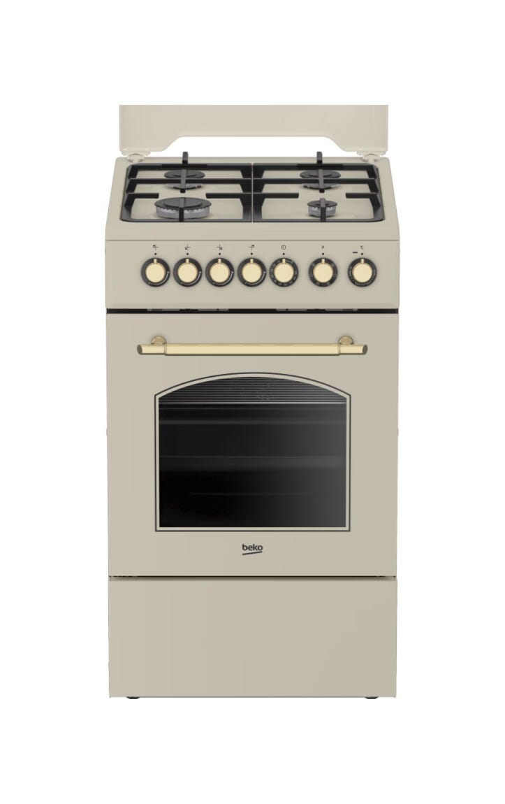 Beko FSE52135DCRSN b100 Cucina da accosto cm. 50, forno termoventilato 60 litri, 4 bruciatori gas, SteamShine®, crema