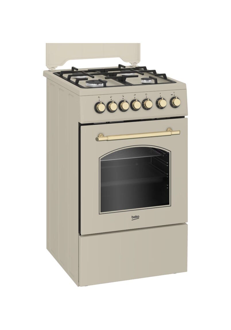 Beko FSE52135DCRSN b100 Cucina da accosto cm. 50, forno termoventilato 60 litri, 4 bruciatori gas, SteamShine®, crema