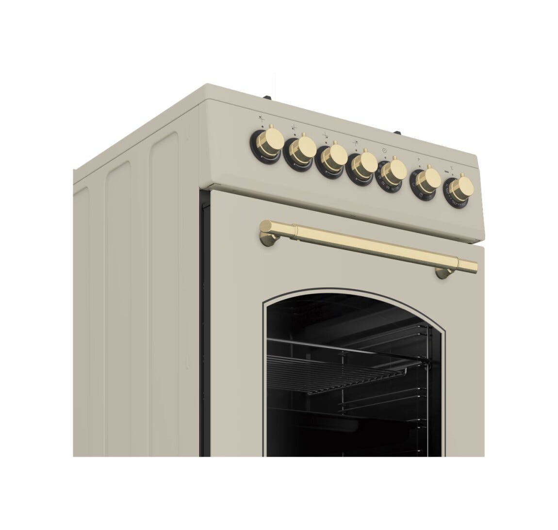 Beko FSE52135DCRSN b100 Cucina da accosto cm. 50, forno termoventilato 60 litri, 4 bruciatori gas, SteamShine®, crema