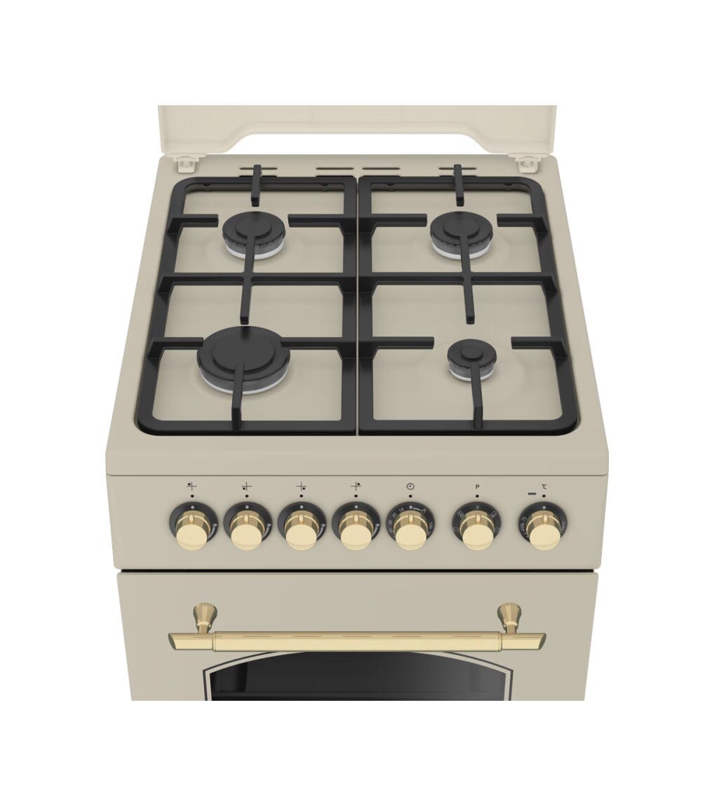 Beko FSE52135DCRSN b100 Cucina da accosto cm. 50, forno termoventilato 60 litri, 4 bruciatori gas, SteamShine®, crema