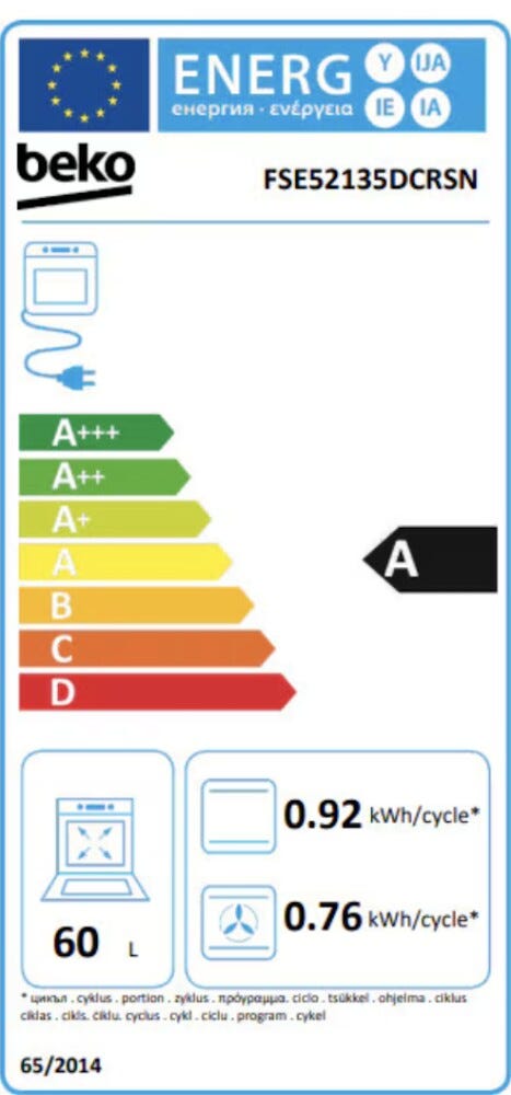 Beko FSE52135DCRSN b100 Cucina da accosto cm. 50, forno termoventilato 60 litri, 4 bruciatori gas, SteamShine®, crema