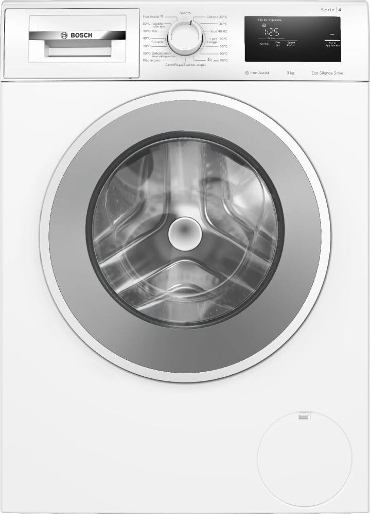 Bosch WAN24009IT serie 4 Lavatrice a carica frontale, 9 kg, centrifuga 1200 giri/min, Iron Assist, Classe A, bianco