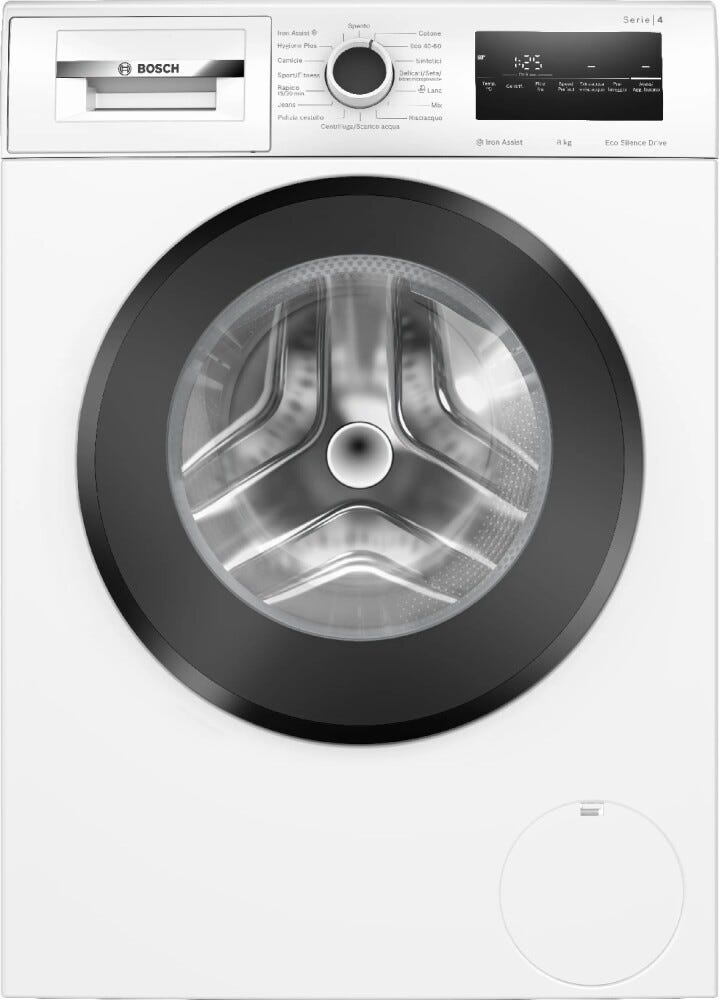Bosch WAN28228IT Serie 4 Lavatrice a carica frontale, 8 kg, centrifuga 1400 giri/min, Sensore di carico, Iron Assist, classe A, bianco