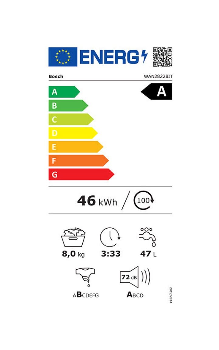 Bosch WAN28228IT Serie 4 Lavatrice a carica frontale, 8 kg, centrifuga 1400 giri/min, Sensore di carico, Iron Assist, classe A, bianco