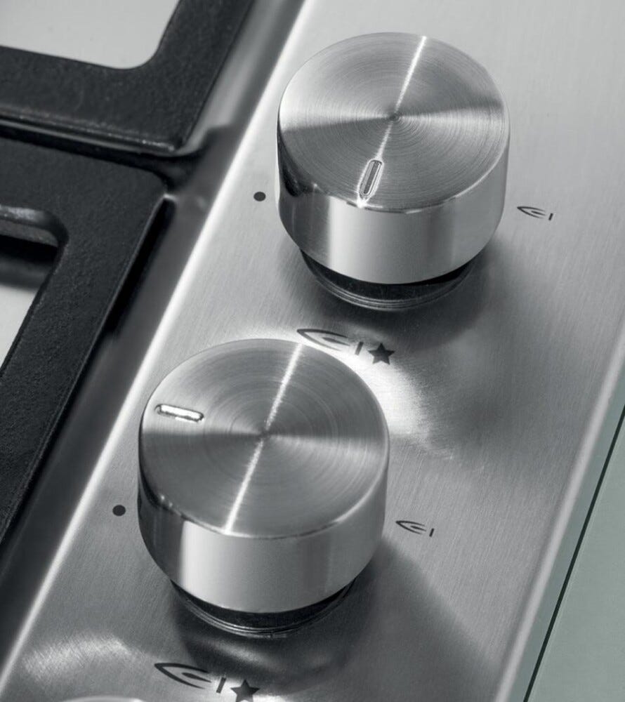 Jollynox 1PVP75 Vega Plus Piano cottura a gas cm. 75, 5 bruciatori, griglie in ghisa, Wok, inox
