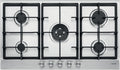 Jollynox 1PVP95 Vega Plus Piano cottura a gas cm. 86, 5 bruciatori, griglie in ghisa, Wok centrale, manopole, inox