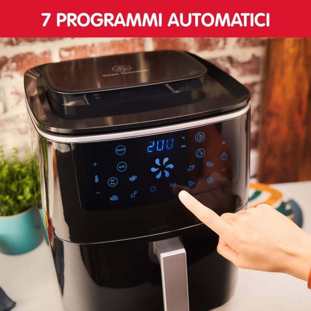 Moulinex AL201810 Easy Fry Grill & Steam Friggitrice ad aria 6.9 L, Extra Crisp, vapore e grill, nero