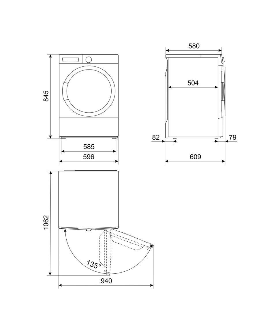 Smeg DT2T08D Asciugatrice a pompa di calore, cm. 60, capacità 8 kg, bianco
