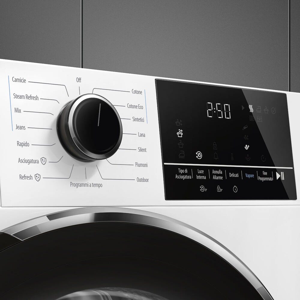 Smeg DNP08SEB Asciugatrice a pompa di calore cm. 60, capacità 8 kg, Tecnologia Steam Energy, funzione Anti-Piega, classe B, bianco