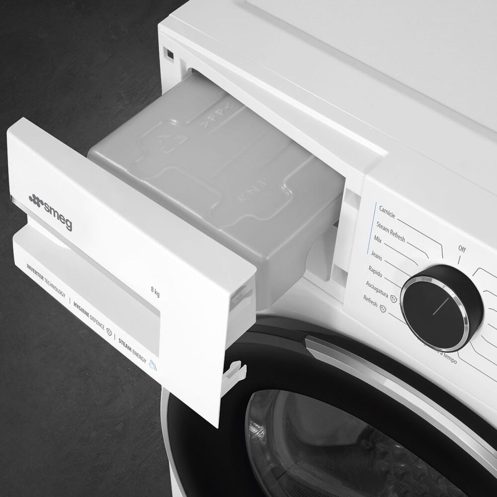 Smeg DNP08SEB Asciugatrice a pompa di calore cm. 60, capacità 8 kg, Tecnologia Steam Energy, funzione Anti-Piega, classe B, bianco