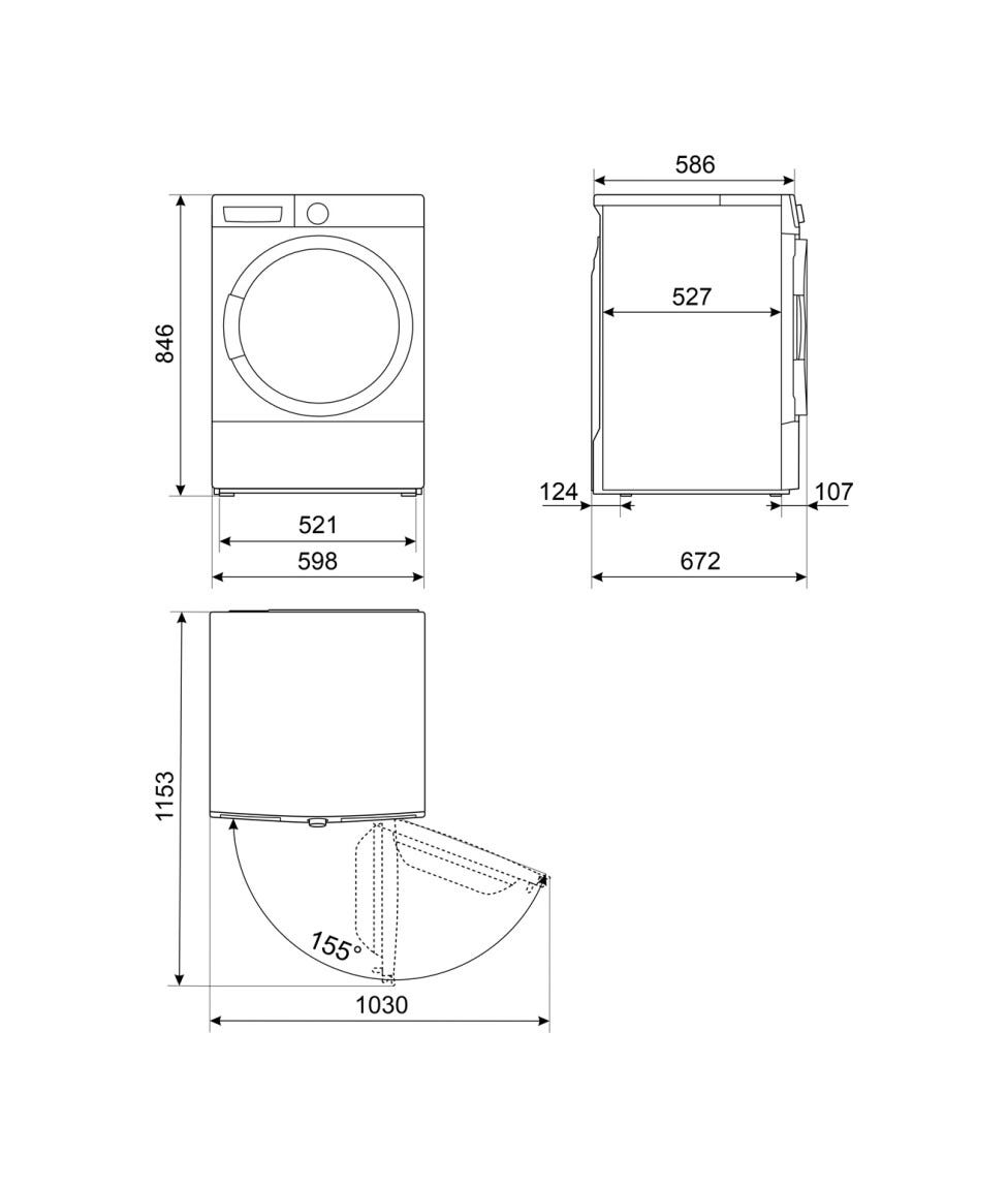 Smeg DNP08SEB Asciugatrice a pompa di calore cm. 60, capacità 8 kg, Tecnologia Steam Energy, funzione Anti-Piega, classe B, bianco