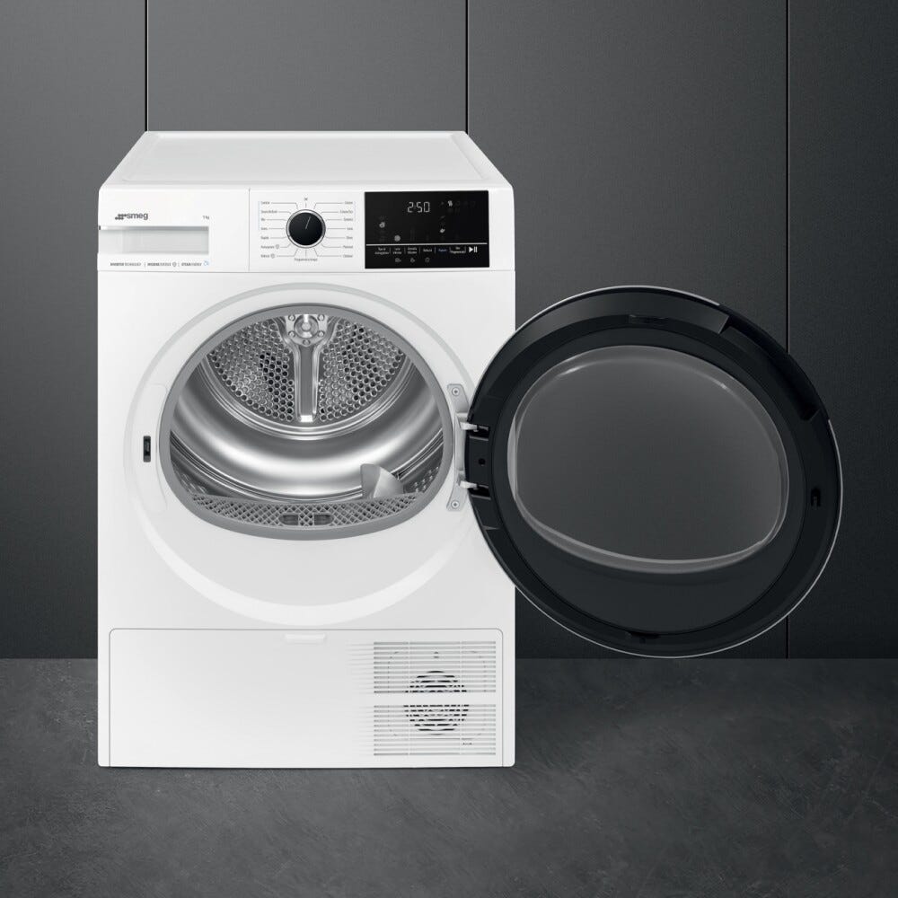 Smeg DNP09SEB Nova Care Asciugatrice a pompa di calore, cm. 60, capacità 9 kg, Tecnologia Steam Energy, bianco