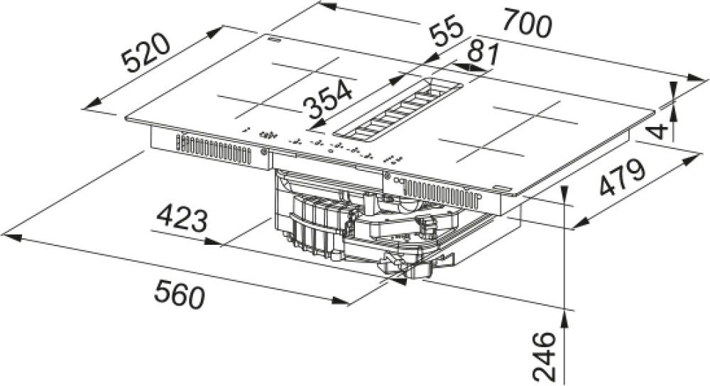 Franke FSM 7072 4RC HI SMART Piano cottura induzione cm. 70 con cappa integrata, 680 m³/h, vetro nero