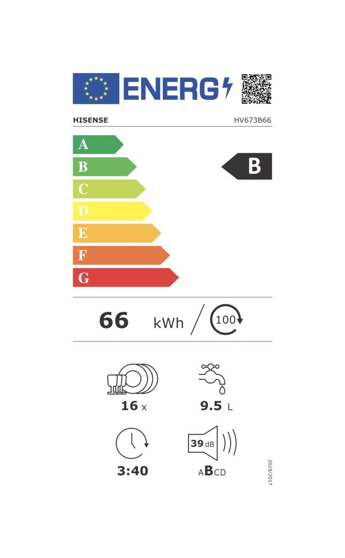 Hisense HV673B66 Hi6 Lavastoviglie da incasso cm. 60, 16 coperti, Sliding Door, AutoDry, inverter