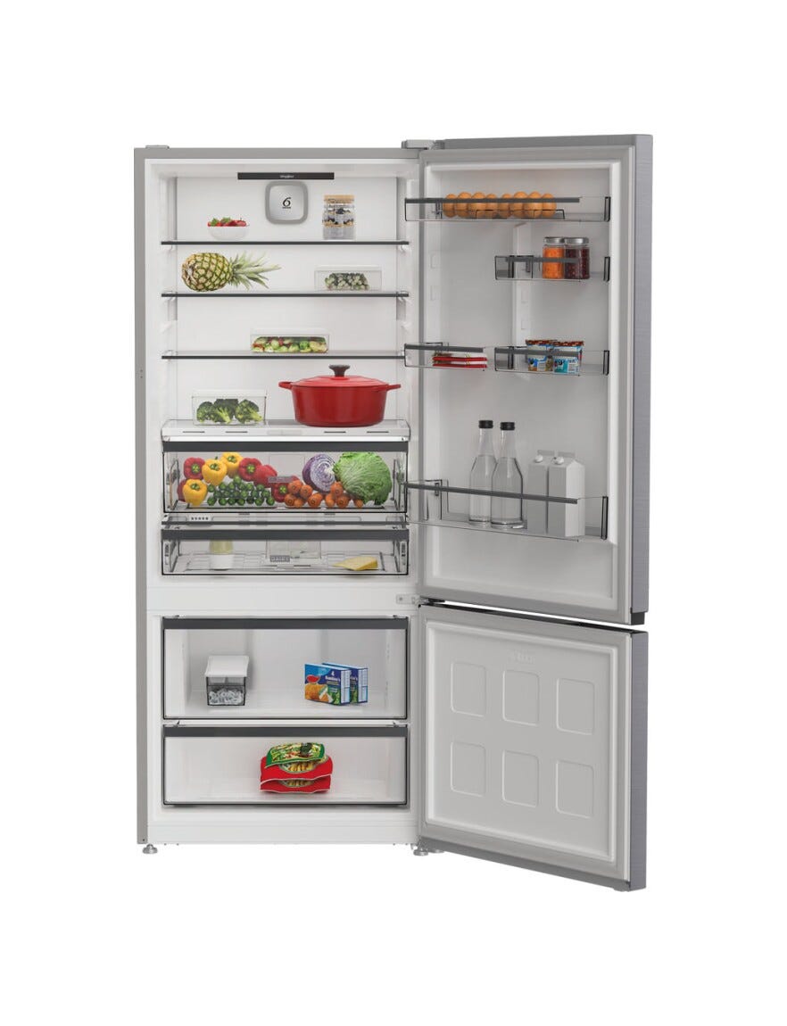 Whirlpool WHK2 6553 X5E Frigorifero con congelatore a libera installazione cm. 78, capacità 551 litri, Dual No Frost, Multi Zone, 6° SENSO, pearl inox
