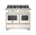 Bertazzoni HER106L2EAVT2 Heritage Cucina da accosto Piano 6 fuochi in ottone, doppio forno elettrico, design tradizionale, avorio
