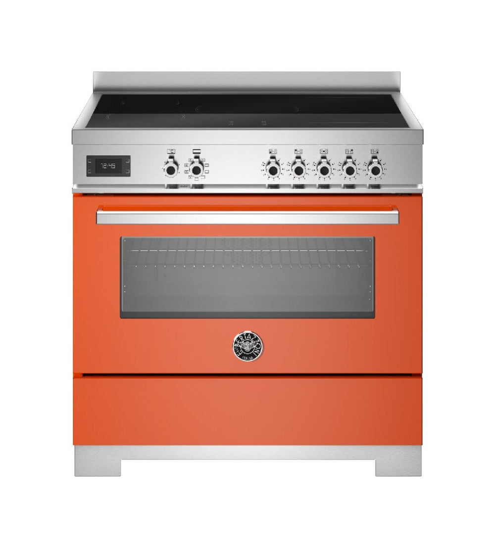 Bertazzoni PRO95I1EART2 Professional Cucina da accosto 90 cm, piano induzione 5 zone con 2 zone flex, forno elettrico 103 L, 11 funzioni, arancio