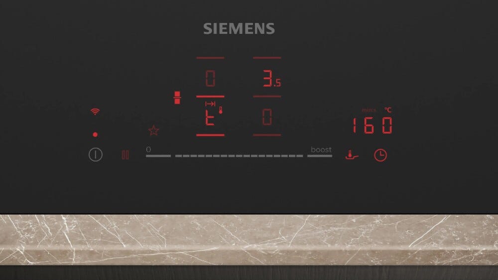 Siemens EX81AHEC1E iQ700 Piano cottura a induzione cm. 80, 4 zone cottura, flex zone, sensore di frittura, comandi multitouch+, Home Connect, vetroceramica nero opacovetroceramica