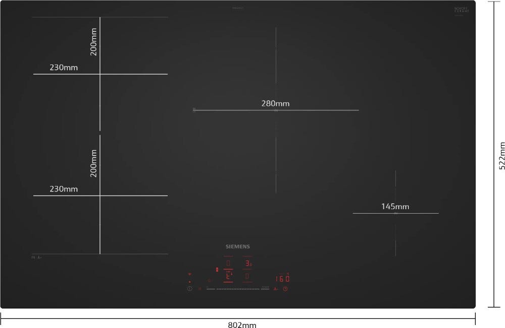 Siemens EX81AHEC1E iQ700 Piano cottura a induzione cm. 80, 4 zone cottura, flex zone, sensore di frittura, comandi multitouch+, Home Connect, vetroceramica nero opacovetroceramica