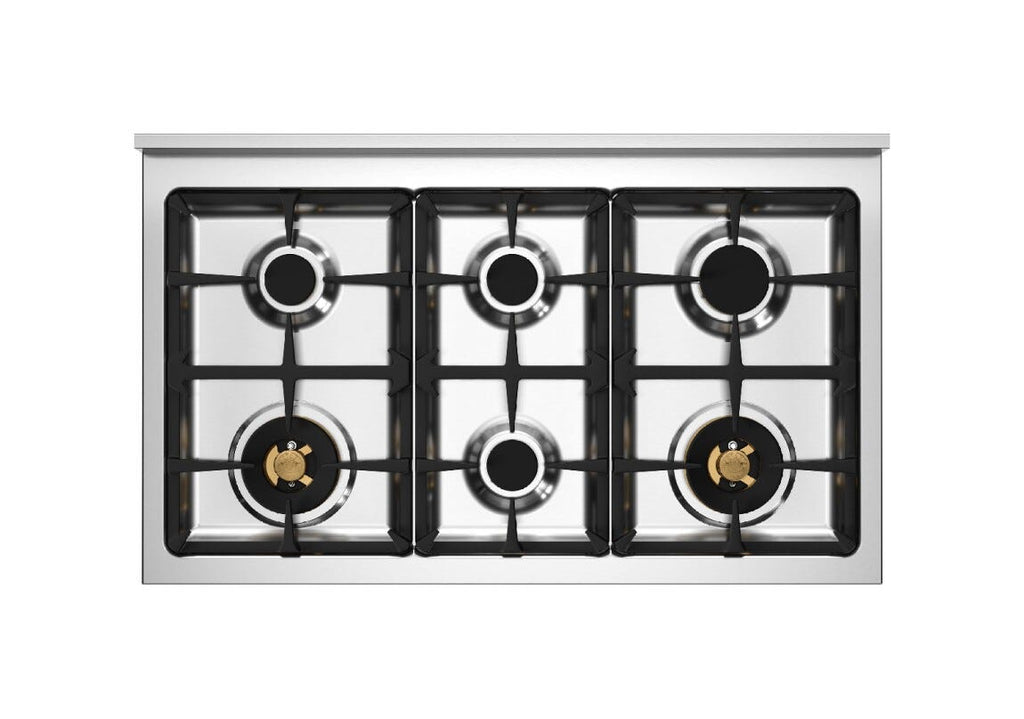 Bertazzoni HER106L2ENET2 Heritage Cucina da accosto 100 cm, doppio forno, 6 fuochi in ottone, nero