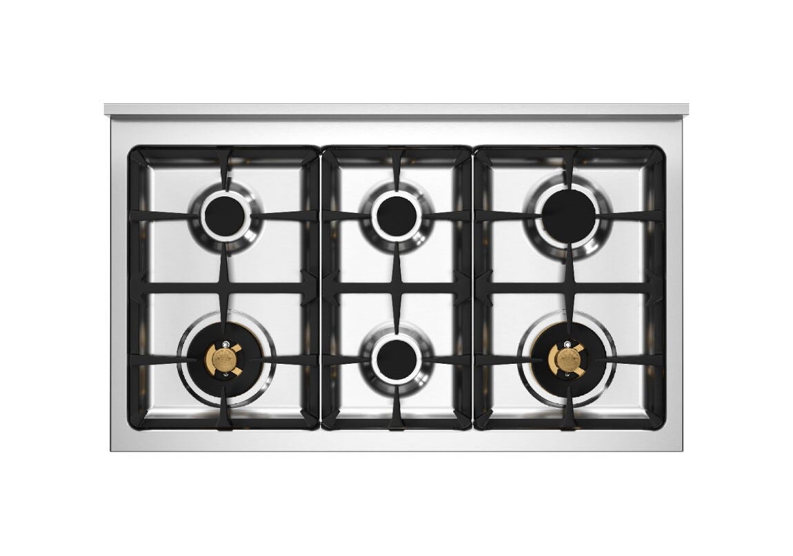 Bertazzoni HER106L2ENET2 Heritage Cucina da accosto 100 cm, doppio forno, 6 fuochi in ottone, nero