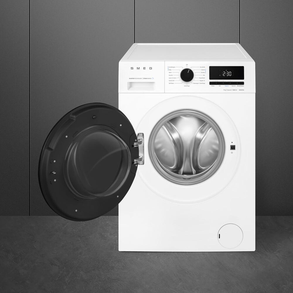 Smeg W3C072A Lavatrice slim cm. 60, profondità 47 cm., capacità 7 kg., funzione vapore, 1200 giri/min, fine programmata, bianco