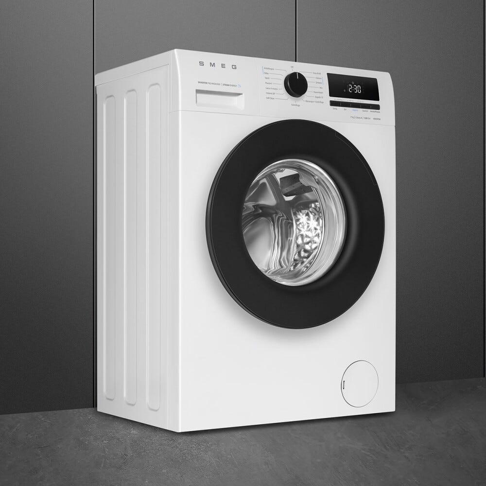 Smeg W3C072A Lavatrice slim cm. 60, profondità 47 cm., capacità 7 kg., funzione vapore, 1200 giri/min, fine programmata, bianco