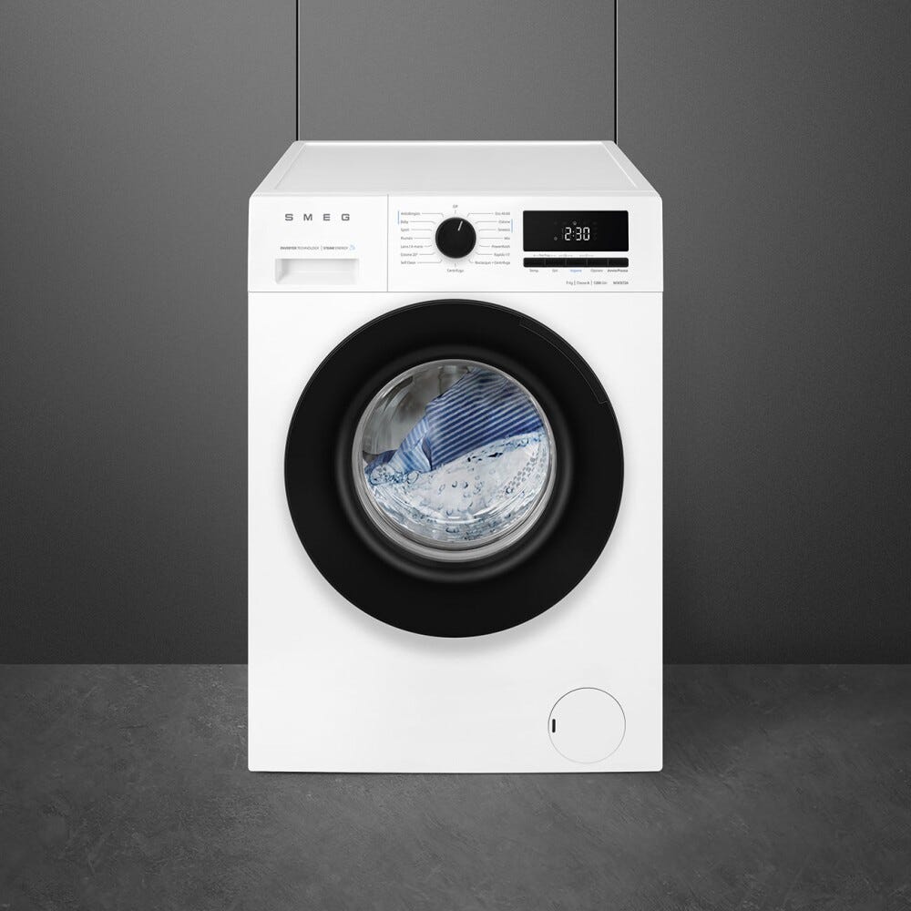 Smeg W3C072A Lavatrice slim cm. 60, profondità 47 cm., capacità 7 kg., funzione vapore, 1200 giri/min, fine programmata, bianco