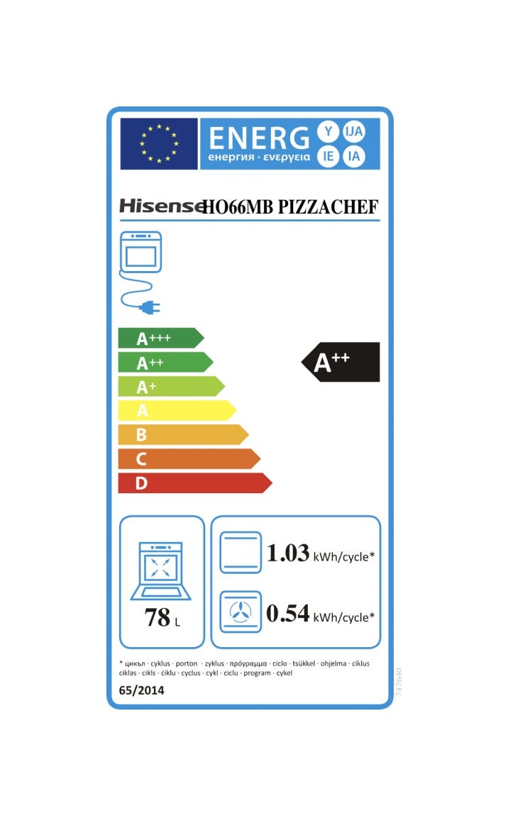 Hisense HO66MB PIZZACHEF Hi6 Forno elettrico da incasso cm. 60, capacità 78 litri, Air Fry, Pizza 350°C, Wi‑Fi, nero opaco